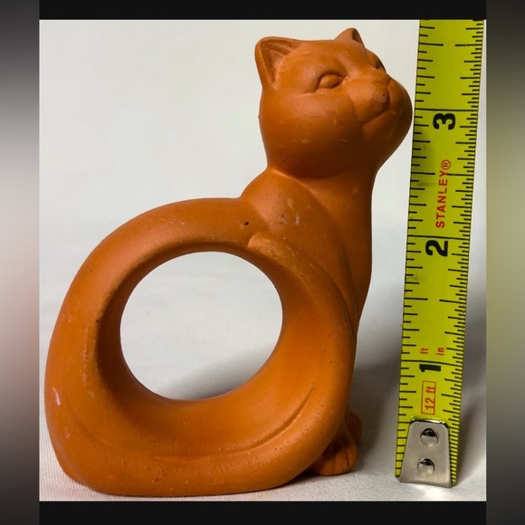Vintage Terra Cotta Cat Napkin Ring Holders - Picture 6 of 7